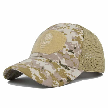 Men Women Skull Print Snapback Cap Outdoors Tactical Camouflage Mesh Baseball Caps Male Summer Sport Hiking Trucker Sunshade Hat