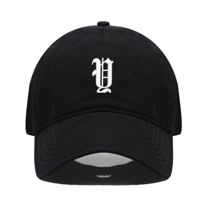 Old English Letter A-Z Embroider Baseball Cap Men Womne Soft Cotton Team Sport Visors Snapback Caps