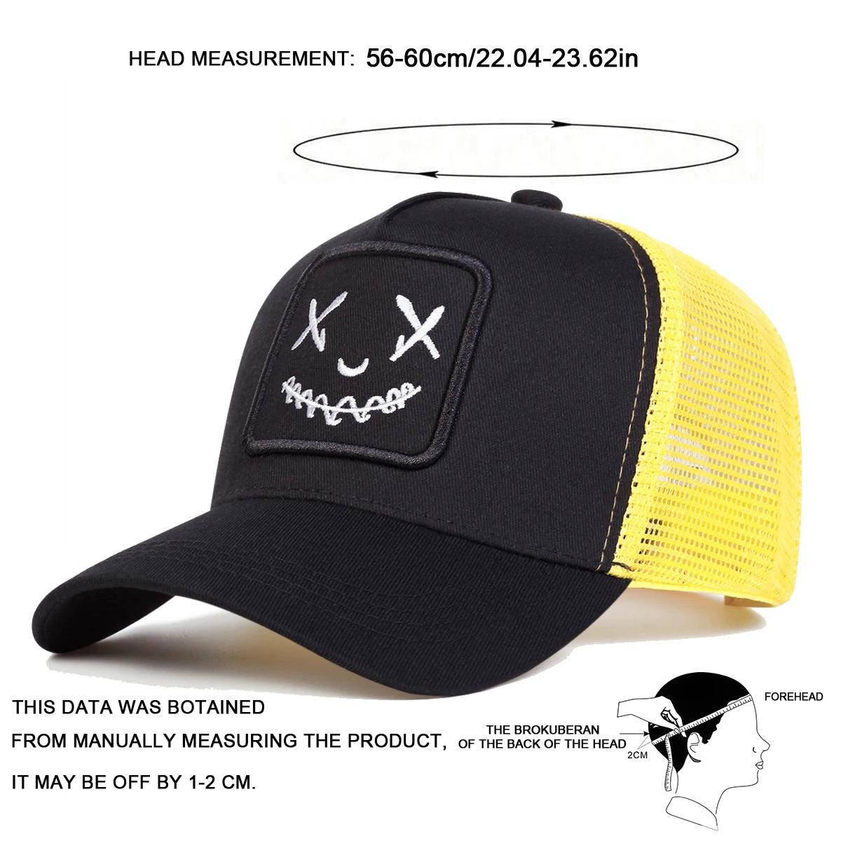 Unisex Xx Smiling Face Embroidery Baseball Net Caps Spring Summer Outdoor Adjustable Casual Hats