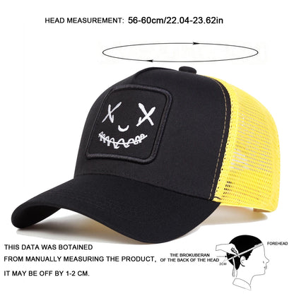 Unisex Xx Smiling Face Embroidery Baseball Net Caps Spring Summer Outdoor Adjustable Casual Hats