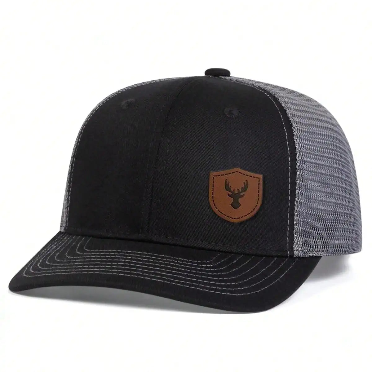Unisex Deer Antlers Leather Label Baseball Net Caps Spring Summer Outdoor Adjustable Casual Hats Hip