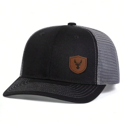 Unisex Deer Antlers Leather Label Baseball Net Caps Spring Summer Outdoor Adjustable Casual Hats Hip