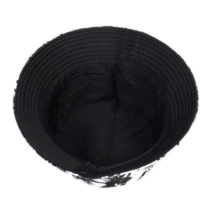 Men Women Coconut Tree Bucket Hat Cotton Printing Hip Hop Fisherman Panama Sun Outdoor Street Casual
