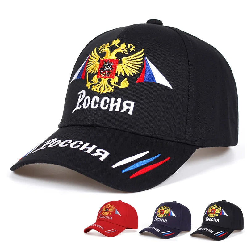 Russian Baseball Cap Cotton Snapback Caps Gold Double-Headed Eagle Embroidery Adjustable Hip Hop Hat