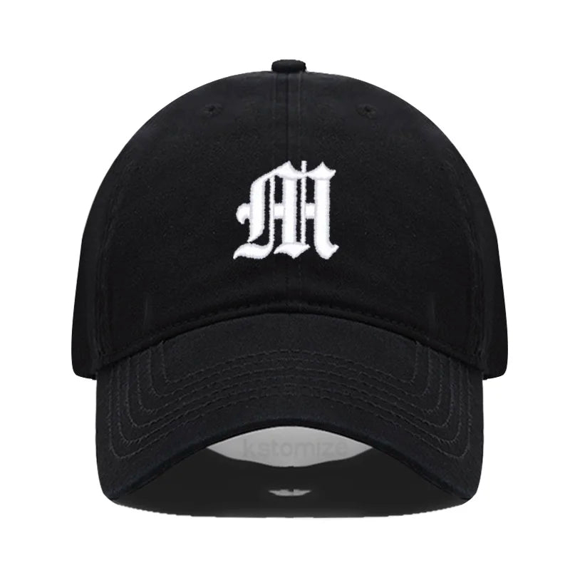 Old English Letter A-Z Embroider Baseball Cap Men Womne Soft Cotton Team Sport Visors Snapback Caps