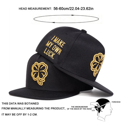 Unisex Four Leaf Clover Embroidery Side Letter Hip-Hop Hats Spring Autumn Outdoor Adjustable Casual