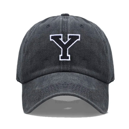Initial Letter A-Z Embroider Baseball Cap Men Womne Washed Cotton Dad Hat Team Sport Visors Snapback
