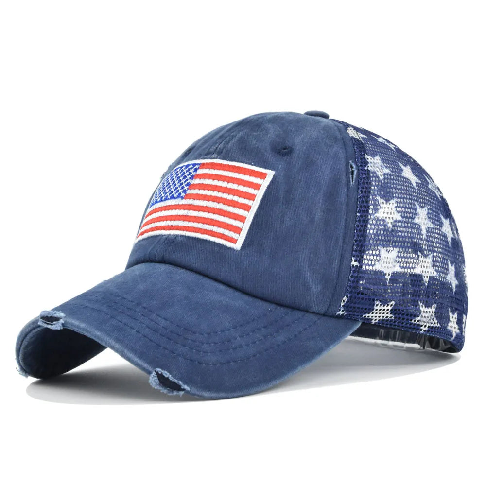 Unisex Usa Embroidery Net Baseball Cap Spring Summer Outdoor Adjustable Breathable Casual Hats