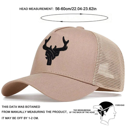 Unisex Animal Antlers Embroidery Baseball Net Caps Spring Summer Outdoor Adjustable Casual Hats