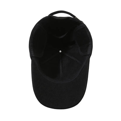 Men Warm Thick Autumn Winter Baseball Caps Male Sport Visors Earflaps Dad Snapback Cap Hat - Thick