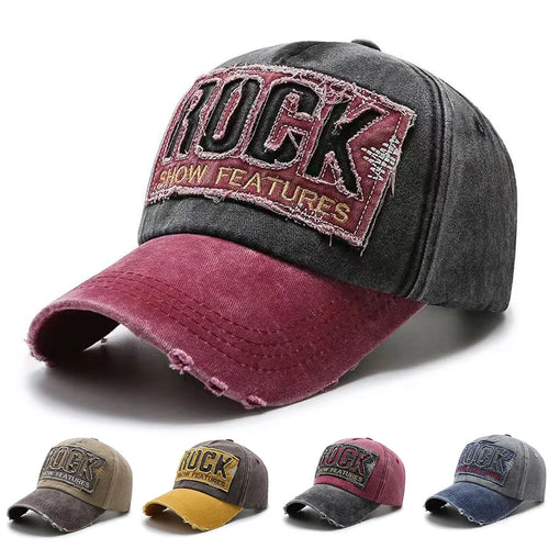 Letter Rock Embroidery Cotton Baseball Cap Men Women Gorras Snapback Outdoor Sport Sun Hat