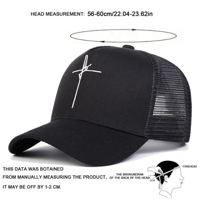 Unisex Cross Embroidery Baseball Net Caps Spring Summer Outdoor Adjustable Casual Hats Sunscreen Hat