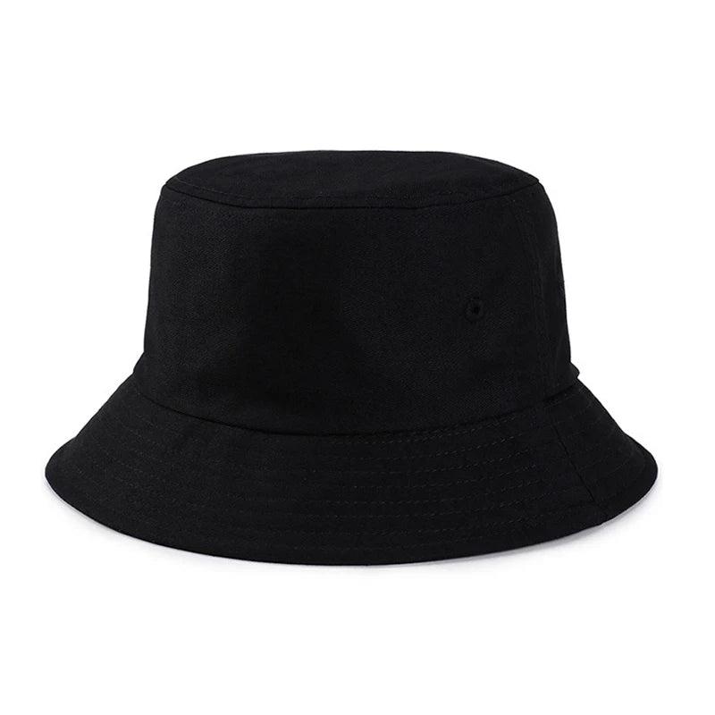 100 Cotton Solid Color Bucket Hat Summer Sun Protection Breathable Round Crown