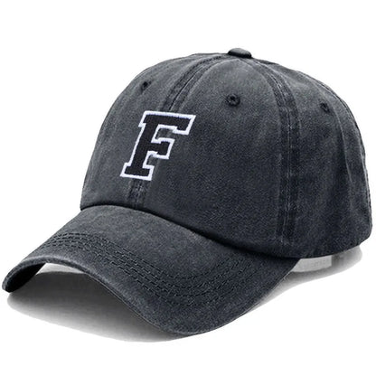 Initial Letter A-Z Embroider Baseball Cap Men Womne Washed Cotton Dad Hat Team Sport Visors Snapback