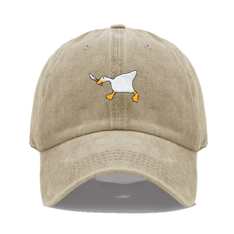 Unisex Dad Hat Embroidered Goose Pattern Fashionable Style Duckbill Cap Men Women