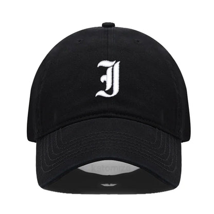 Old English Letter A-Z Embroider Baseball Cap Men Womne Soft Cotton Team Sport Visors Snapback Caps