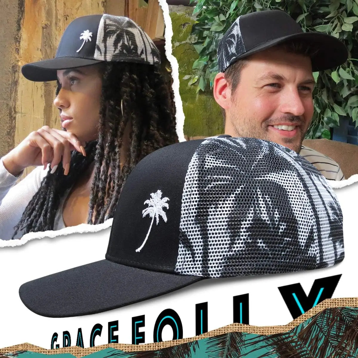Trucker Cool Designs Breathable Coconut Tree Embroidery Baseball Outdoor Shade Sun Protection Mesh
