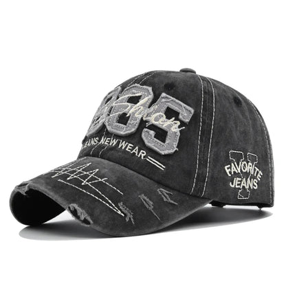 1985 Embroidery Baseball Cap Spring Summer Men Women Hole Patch Letters Retro Adjustable Hat Trucker