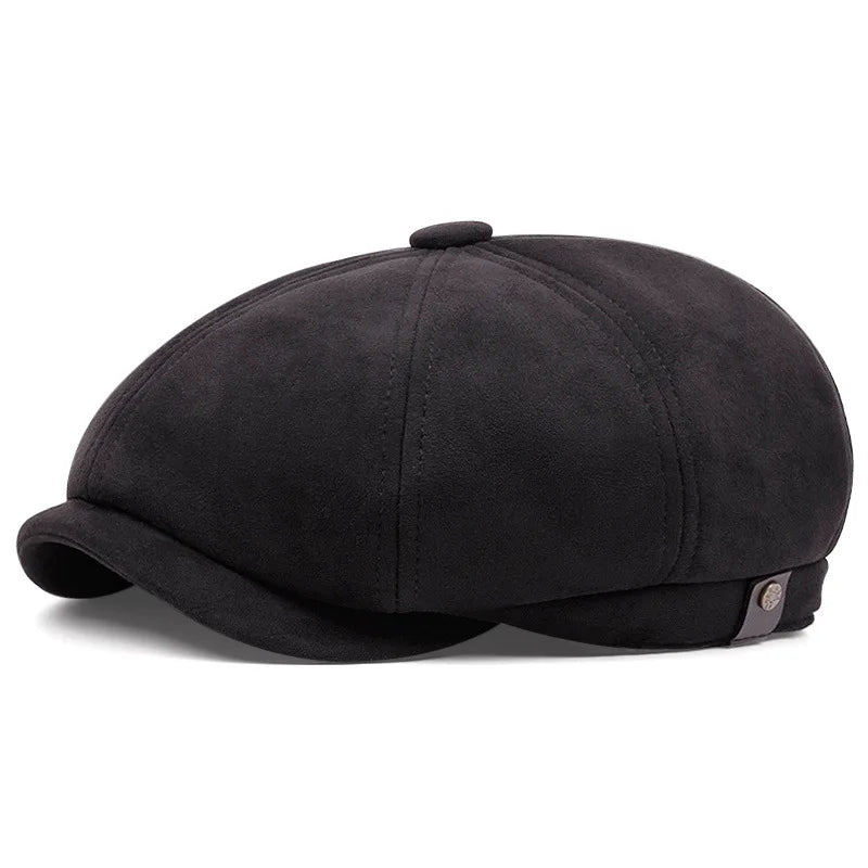 Suede Winter Retro Newsboy Caps Men Gentry Outdoor Octagonal Hat Painters Hats Adjustable Gatsby