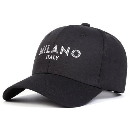 Unisex Milano Letter Embroidery Baseball Caps Spring Autumn Outdoor Adjustable Casual Hats Sunscreen