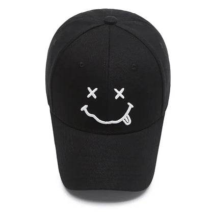 Men Women Smile Face Embroidery Baseball Caps Cotton Adjustable Snapback Hats Hip Hop Trucker Cap