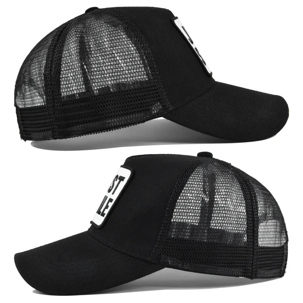 Letters Embroidered Mesh Baseball Cap Men Women Hip Hop Snapback Adjustable Outdoor Sports