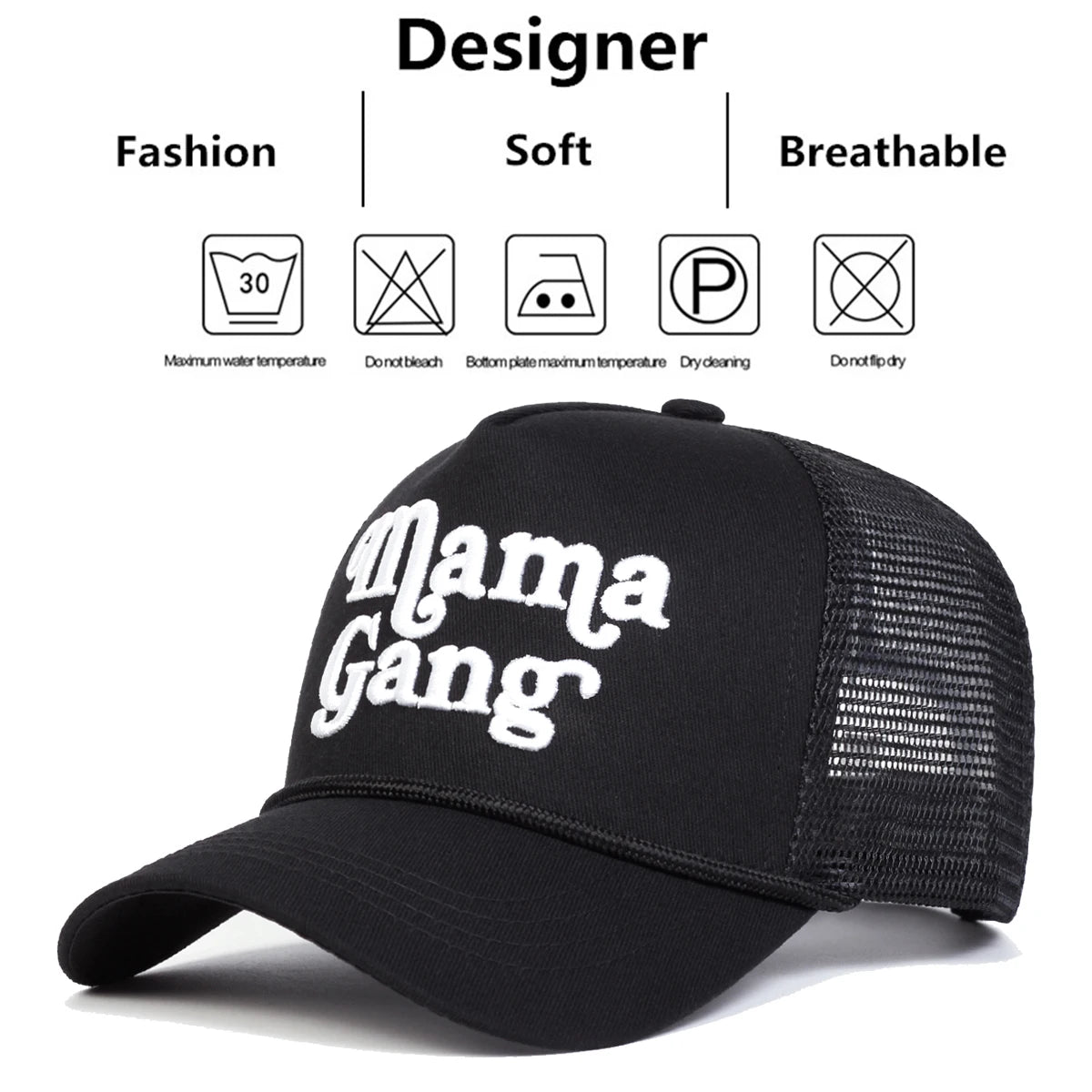 Unisex Mamagang Letter Embroidery Baseball Net Caps Spring Summer Outdoor Adjustable Casual Hats Hip