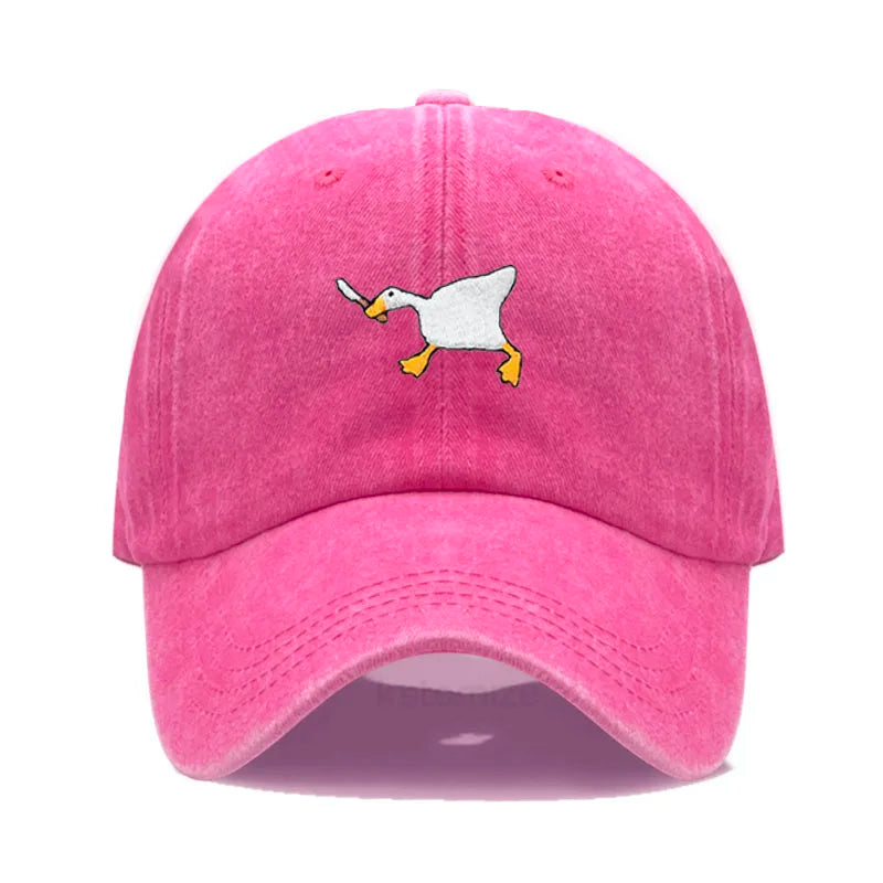 Unisex Dad Hat Embroidered Goose Pattern Fashionable Style Duckbill Cap Men Women