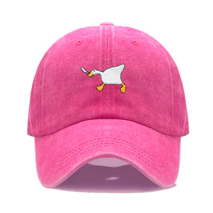 Unisex Dad Hat Embroidered Goose Pattern Fashionable Style Duckbill Cap Men Women