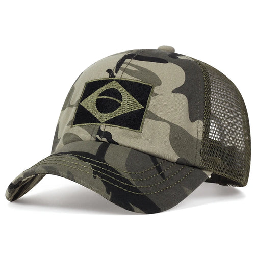 Brazilian Flag Camouflage Baseball Cap Jungle Combat Caps Adjustable Outdoor Cotton Casual Hat Hip