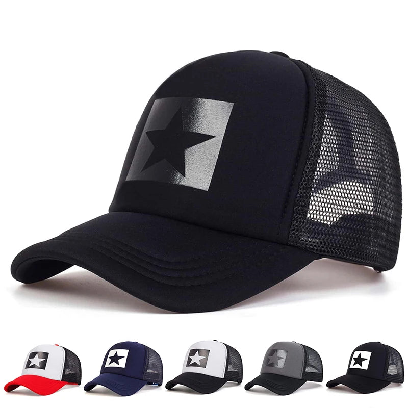 Five-Pointed Star Printed Baseball Net Caps Spring Summer Outdoor Adjustable Casual Hats Sunscreen