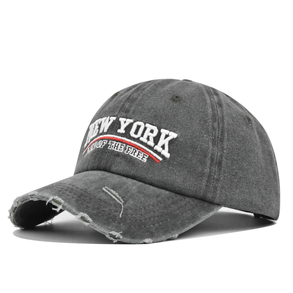 Retro Embroidered Letter Baseball Cap Unisex Adjustable Washed Cotton Hip Hop Snapback Outdoor