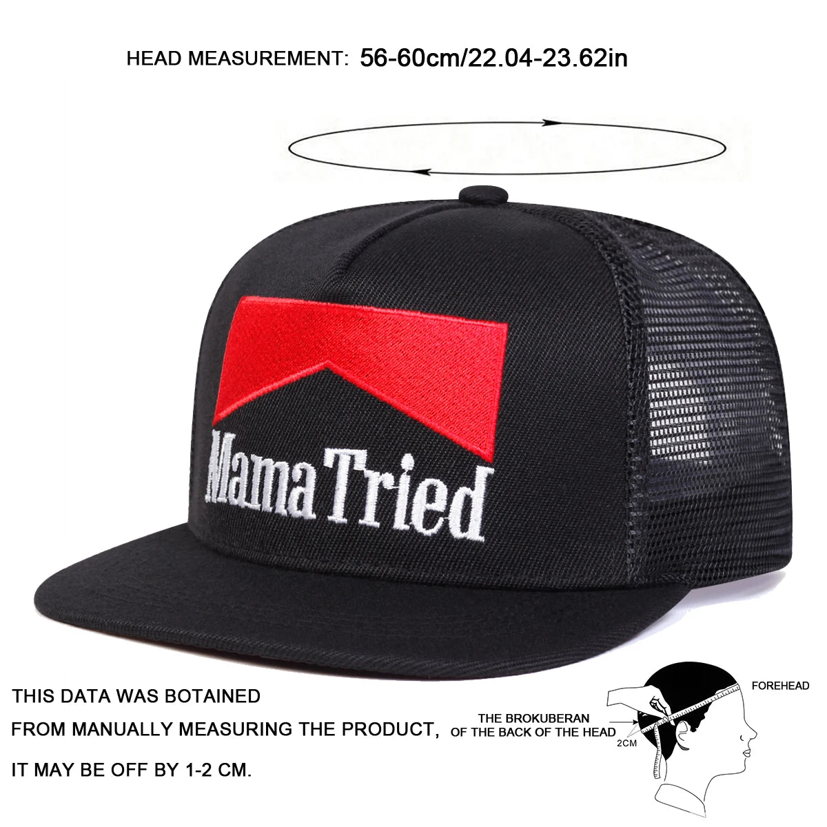 Unisex Mama Tried Letter Embroidery Hip-Hop Net Hats Spring Summer Outdoor Adjustable Casual