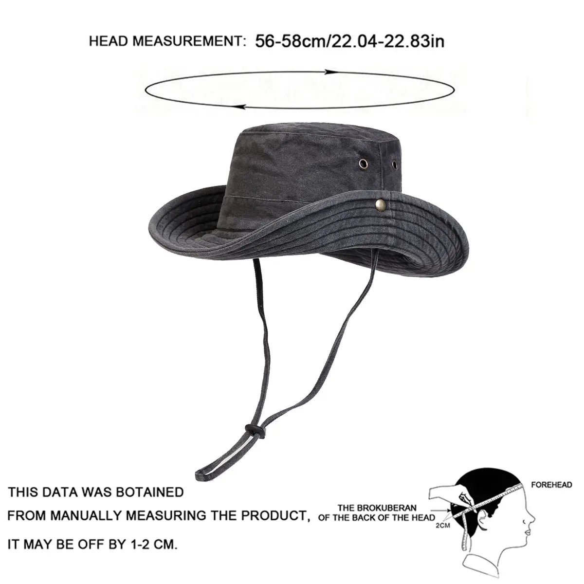 Men Big Eaved Solid Color Washed Bucket Hats Fishermen Caps Outdoor Casual Cap Sunscreen Hat