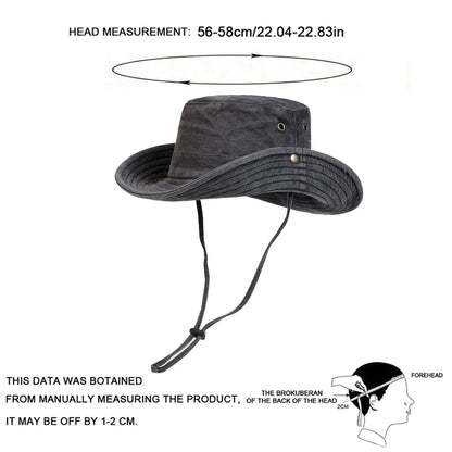 Men Big Eaved Solid Color Washed Bucket Hats Fishermen Caps Outdoor Casual Cap Sunscreen Hat