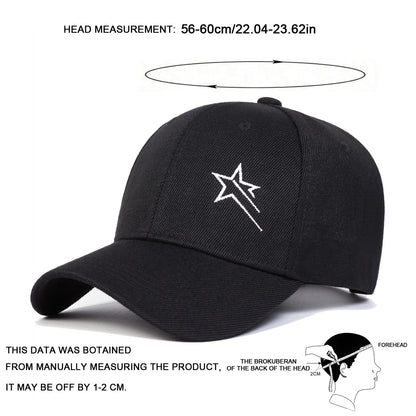 Unisex Five-Pointed Star Embroidery Baseball Caps Spring Autumn Outdoor Adjustable Casual Hats Hip