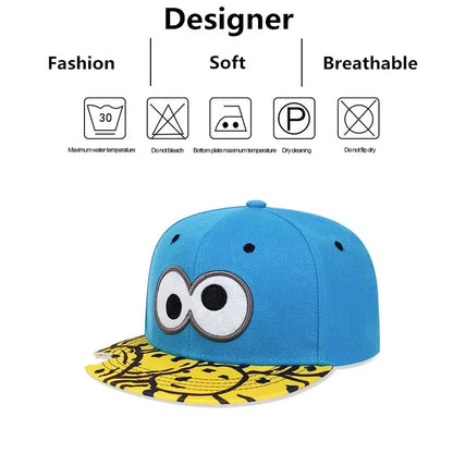 Unisex Eye Pizza Embroidery Hip-Hop Hats Spring Autumn Outdoor Adjustable Casual Baseball Caps
