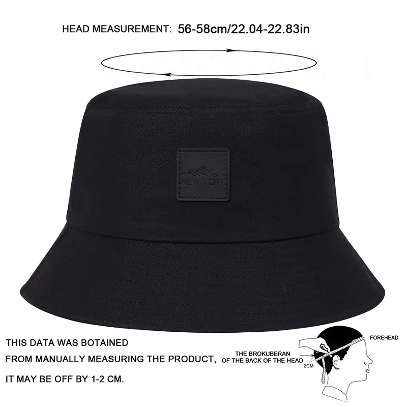 Unisex York Leather Label Personality Bucket Hats Fishermen Caps Outdoor Casual Cap Sunscreen Hat