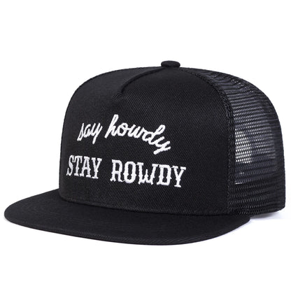 Unisex Stay Rowdy Embroidery Hip-Hop Net Hats Spring Summer Outdoor Adjustable Casual Baseball Caps