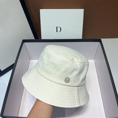 Japanese Niche Luxury Designer Letter M Bucket Hats Women's Summer Sunscreen Fisherman Hat Simple UV Protection Sun Hat Panama