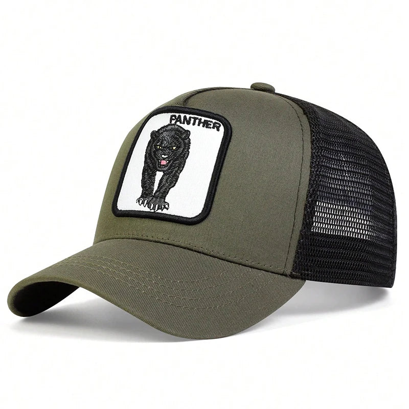 Unisex Leopard Embroidery Baseball Net Caps Spring Summer Outdoor Adjustable Casual Hats Sunscreen