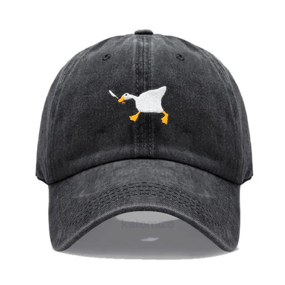 Unisex Dad Hat Embroidered Goose Pattern Fashionable Style Duckbill Cap Men Women