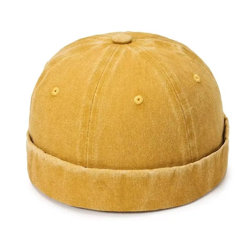Women Men Solid Cotton Cap Hat Washed Denim Beanie Spring Autumn Retro Adjustable Docker Sailor