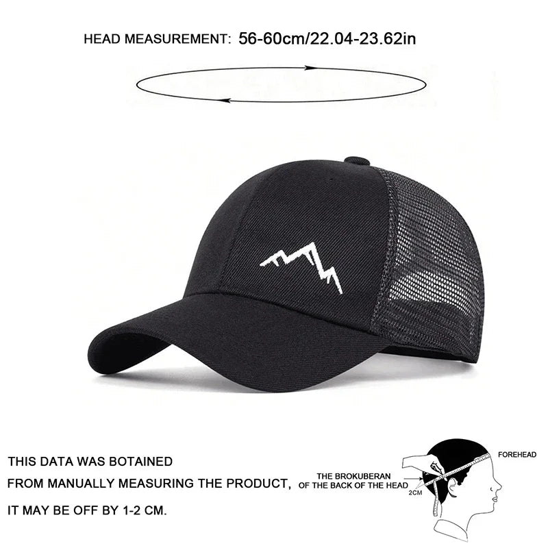 Unisex Mountain Range Embroidery Baseball Net Caps Spring Summer Outdoor Adjustable Casual Hats Dad