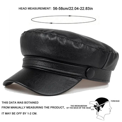 Pu Leathe Solid Color Army Caps Spring Autumn Outdoor Casual Adult Sun Hats Hip Hop Hat Sunscreen