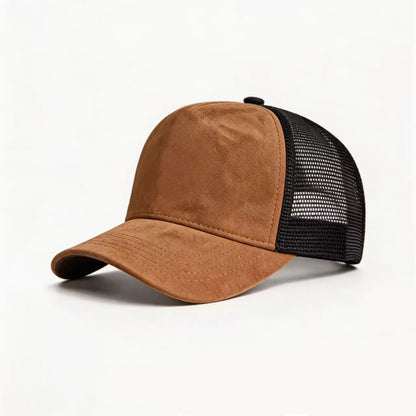 Summer Mesh Baseball Cap Women Men Solid Suede Patch Snapback Hat Casual Breathable Unisex Street