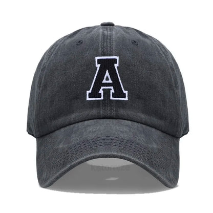 Initial Letter A-Z Embroider Baseball Cap Men Womne Washed Cotton Dad Hat Team Sport Visors Snapback