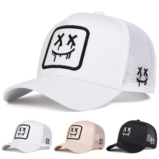Unisex Xx Smiling Face Embroidery Baseball Net Caps Spring Summer Outdoor Adjustable Casual Hats