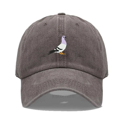Pigeon Embroidery Baseball Cap Women Men Adjustable Soft Washed Cotton Dad Hat Unisex Classic Golf