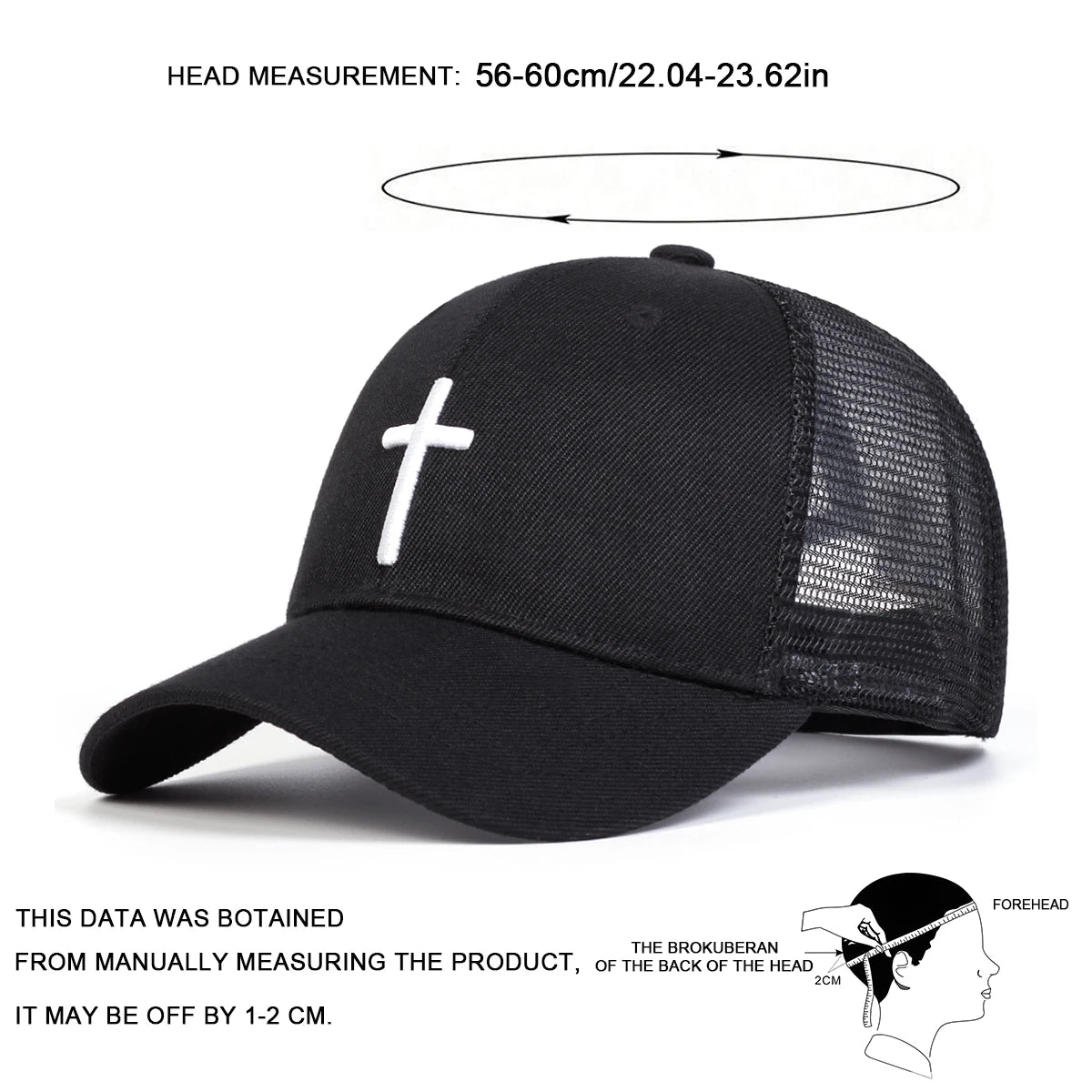 Unisex Cross Embroidery Baseball Net Caps Hip Hop Cap Spring Summer Outdoor Adjustable Casual Hats